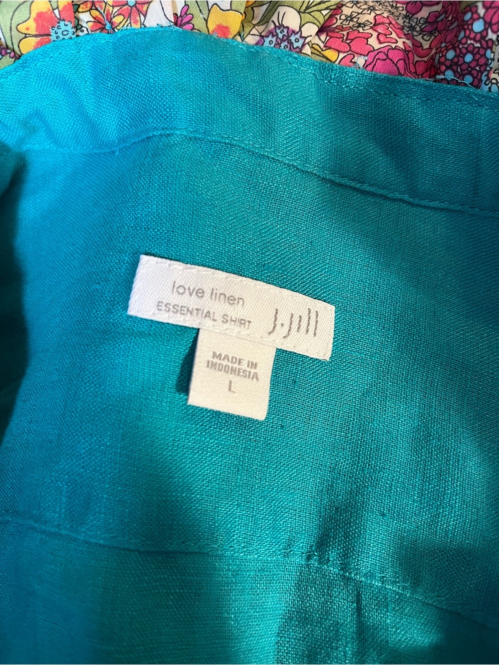 Upcycled  JJill linen woman’s teal shirt/tunic - Picture 7 of 7